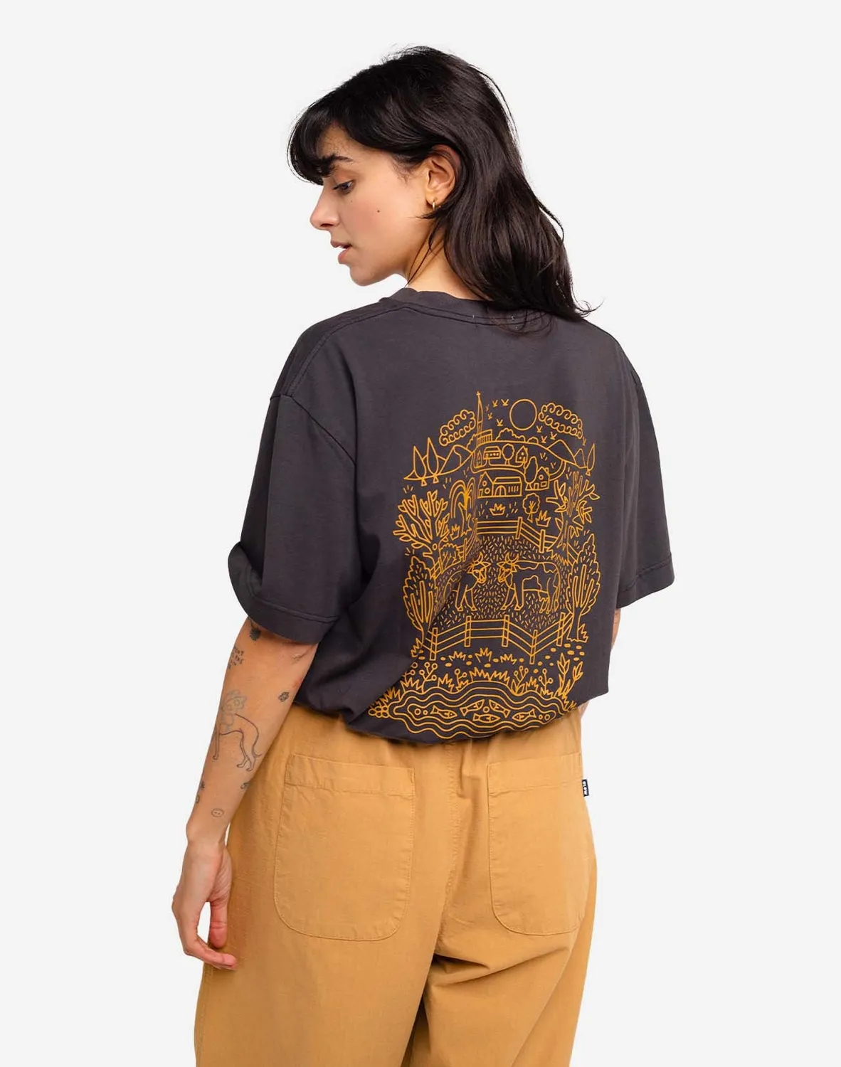OLOW Campana t-shirt ample noir carbone brodé