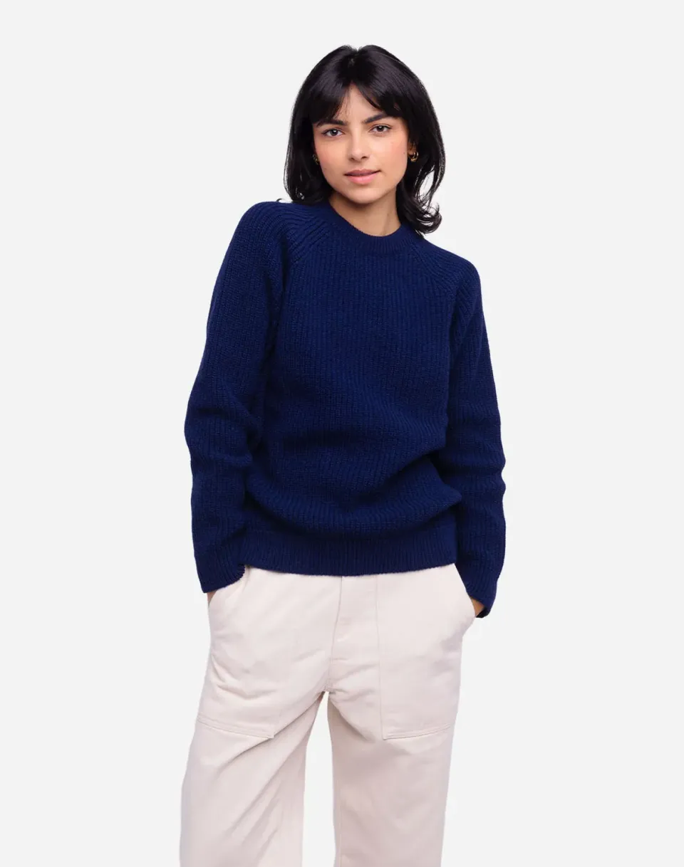 OLOW Equinoxe pull bleu indigo fibres recyclées