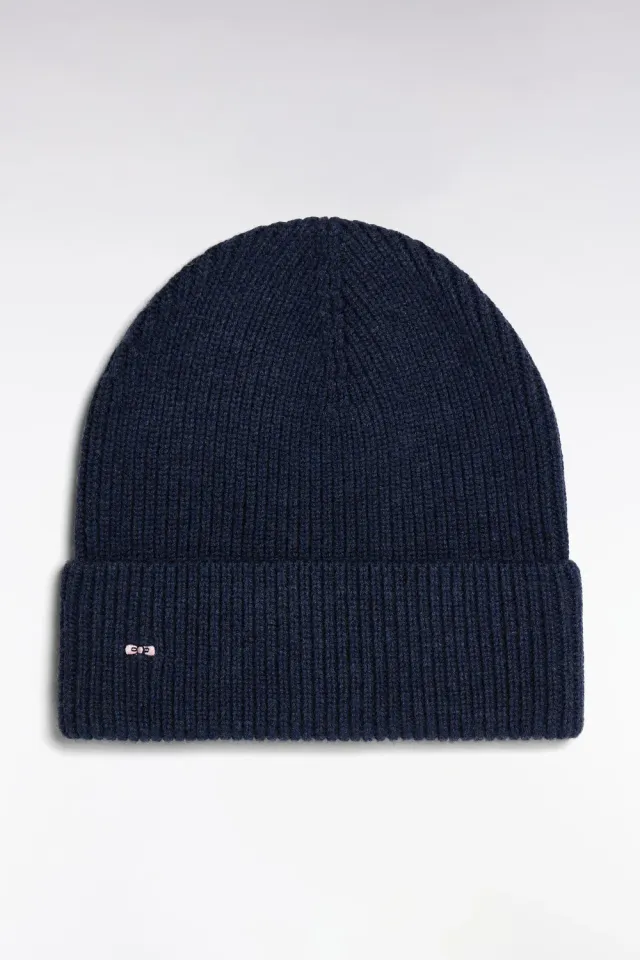 Eden Park bonnet cotele bleu laine-coton taille unique