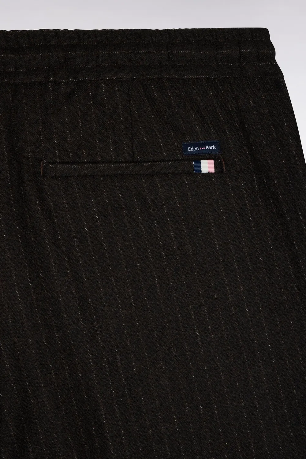 Eden Park Club pantalon homme marron rayures flanelle