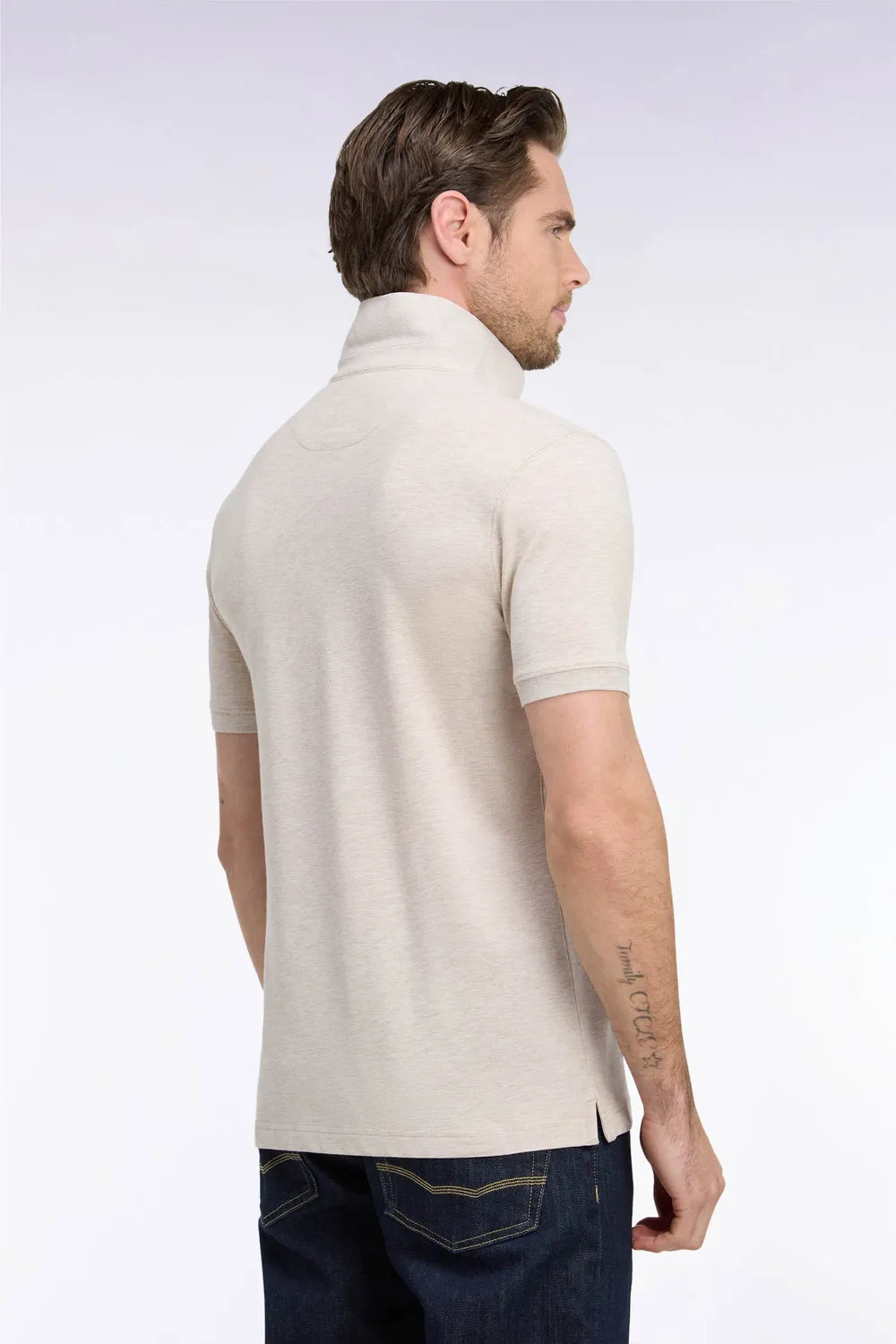 Eden Park polo beige ajusté stretch
