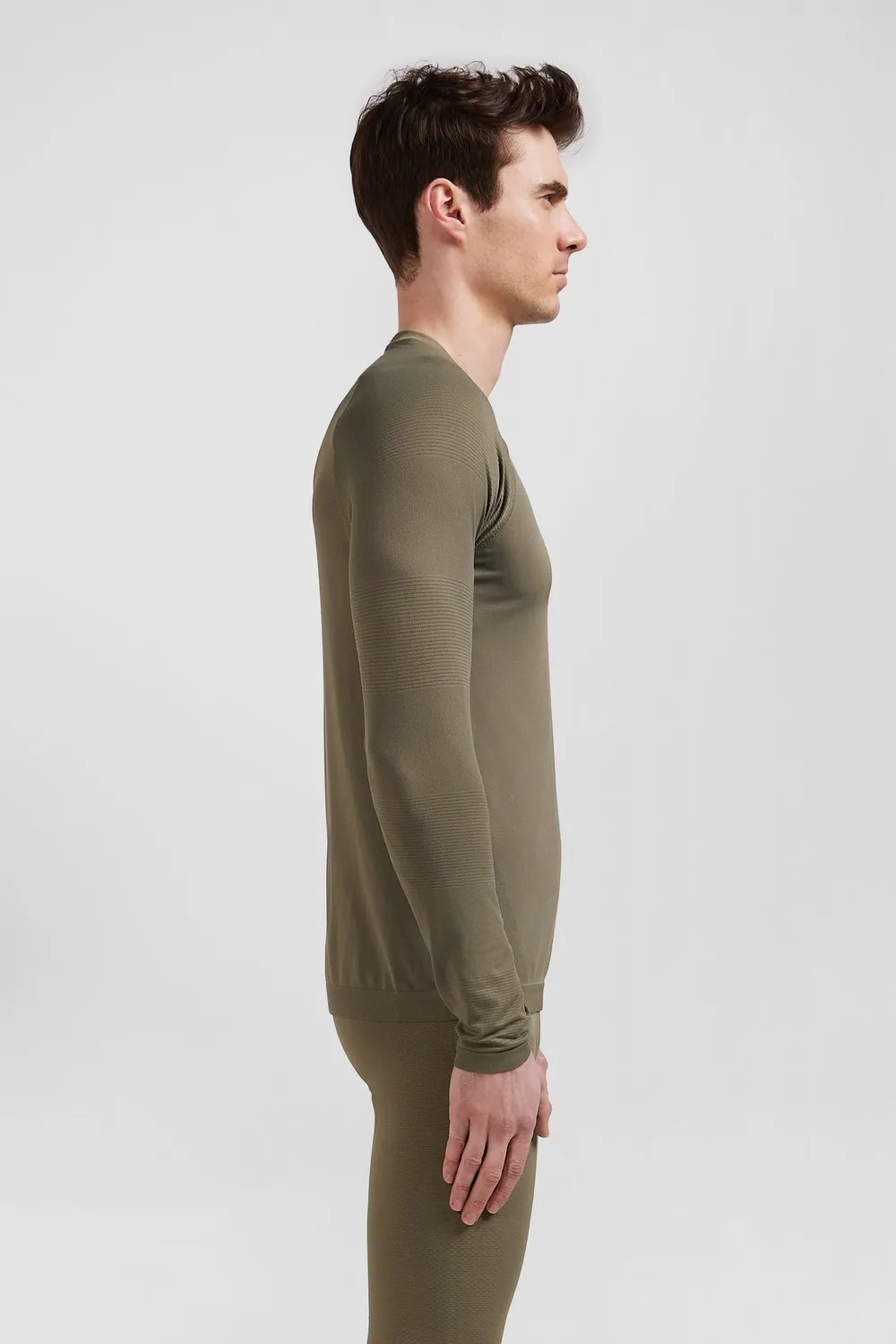Eden Park t-shirt sport kaki manches longues slim cerclé