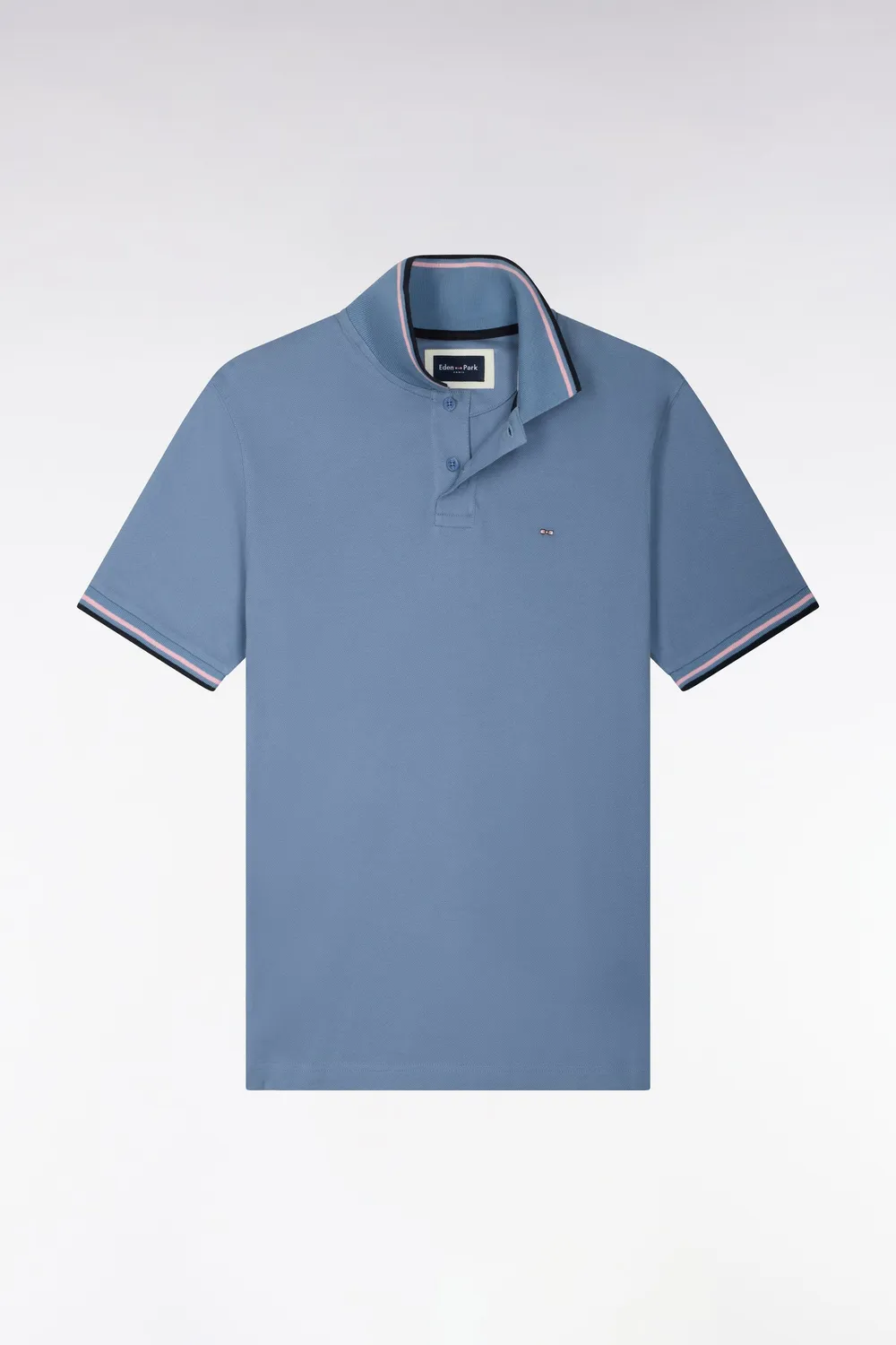 Eden Park polo piqué bleu coton coupe droite homme
