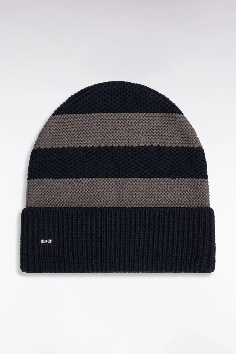 Eden Park Tricolore bonnet coton gris marine TU rayé