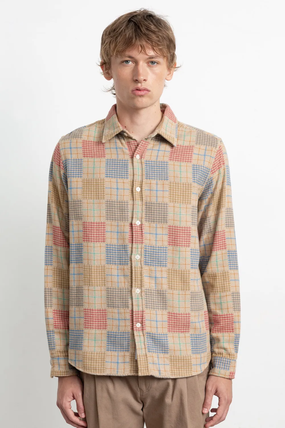 Edmmond Studios Yeld Shirt chemise homme marron à carreaux