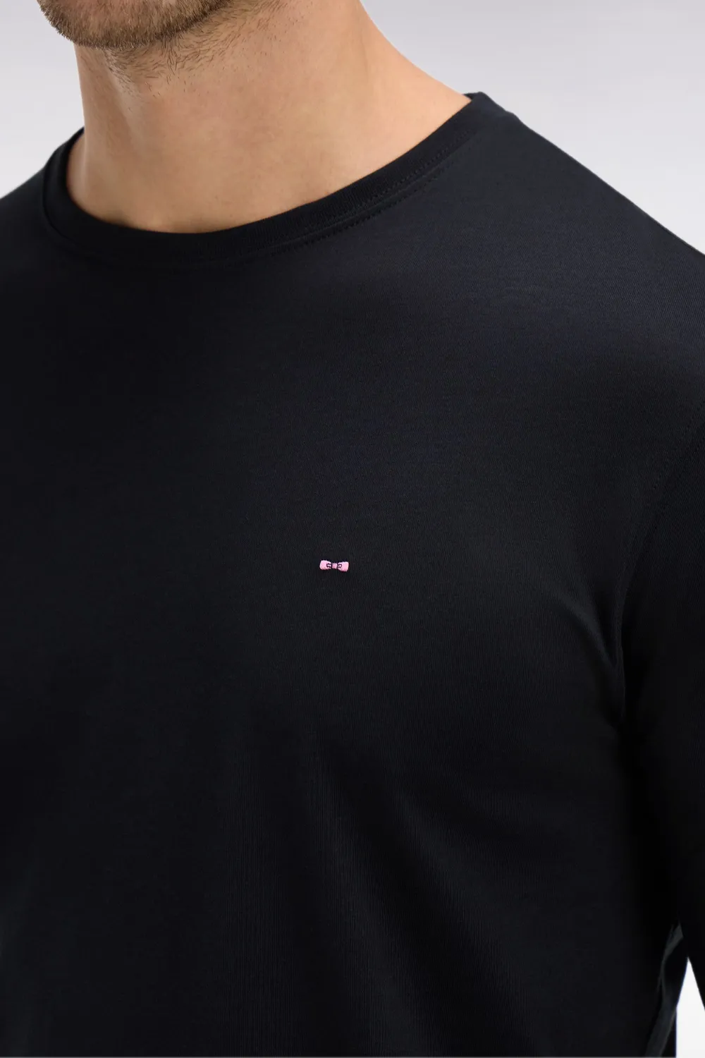Eden Park t-shirt coton pima noir manches longues col rond