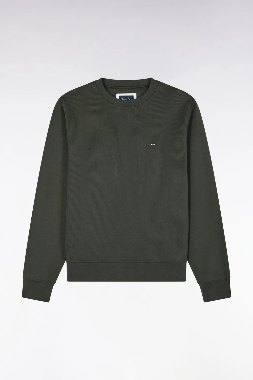 Eden Park sweatshirt col rond kaki molleton coton coupe droite