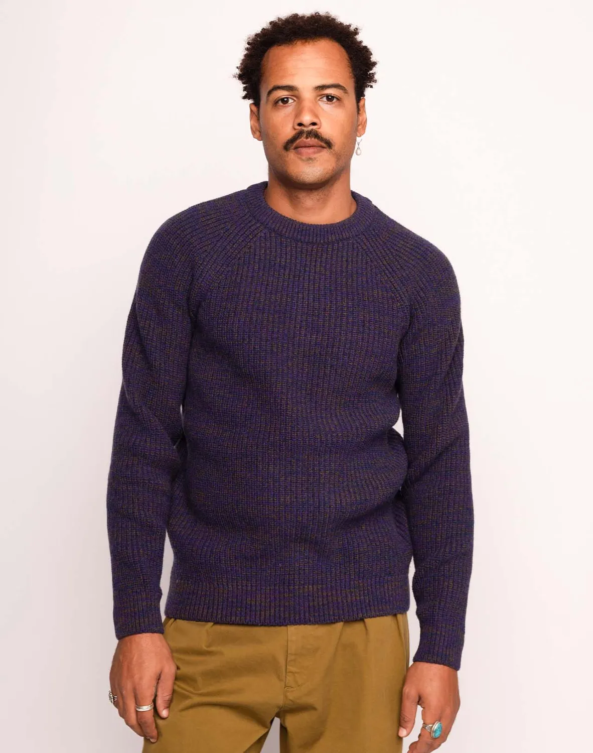 OLOW Equinoxe pull bleu marine chiné mérinos