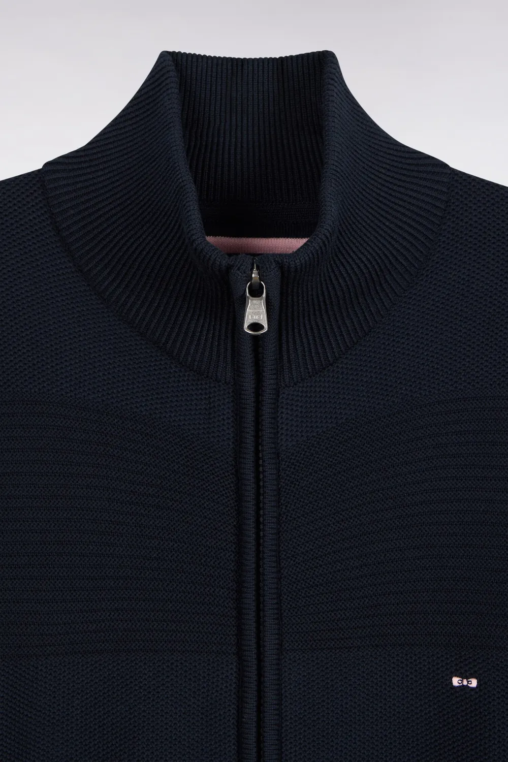 Eden Park cardigan zippé coton marine coupe droite
