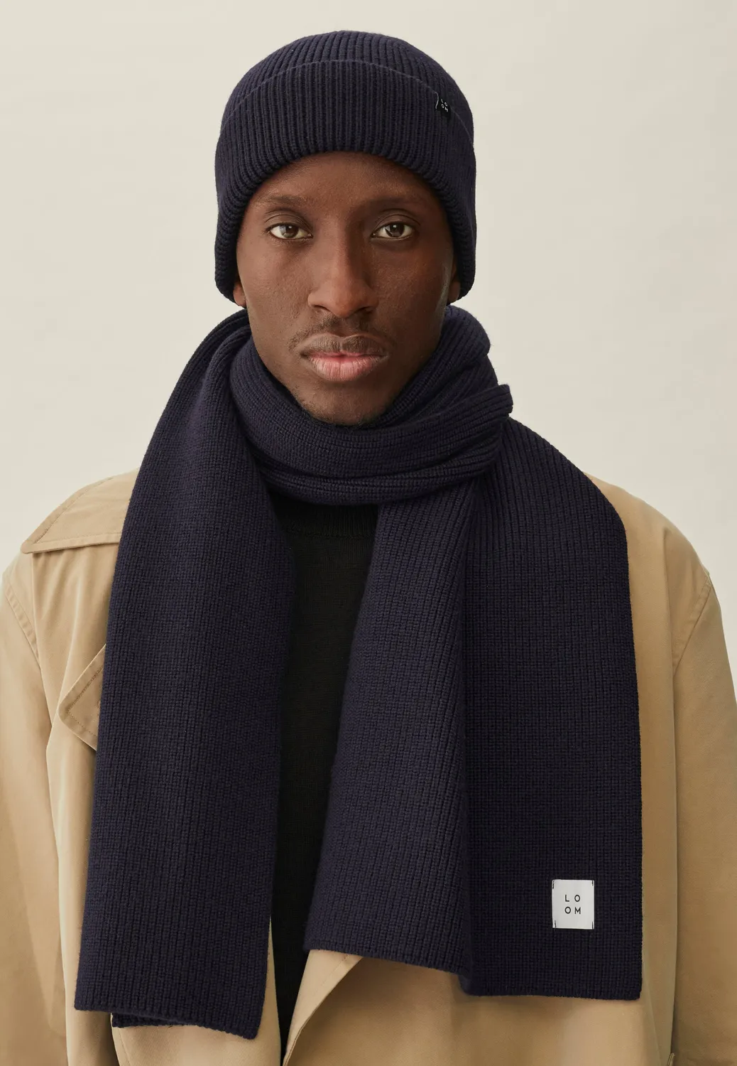 Loom écharpe laine mérinos bleu marine grande