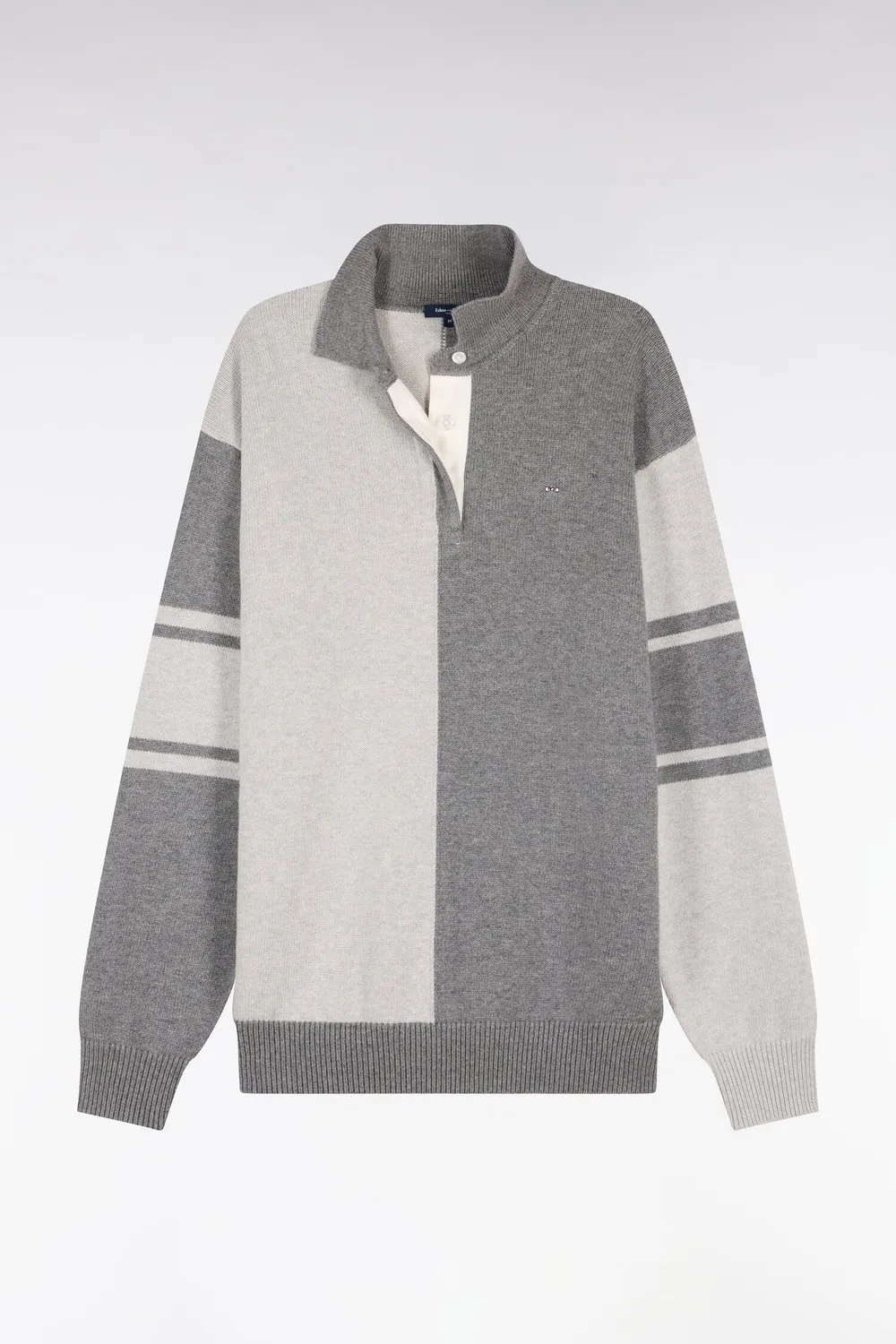 Eden Park pull gris laine coton col maillot oversize femme