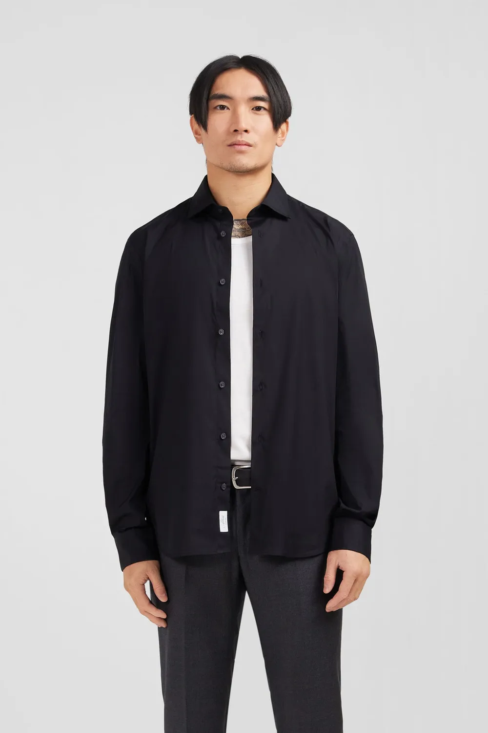 Eden Park Chemise slim stretch noire homme popeline