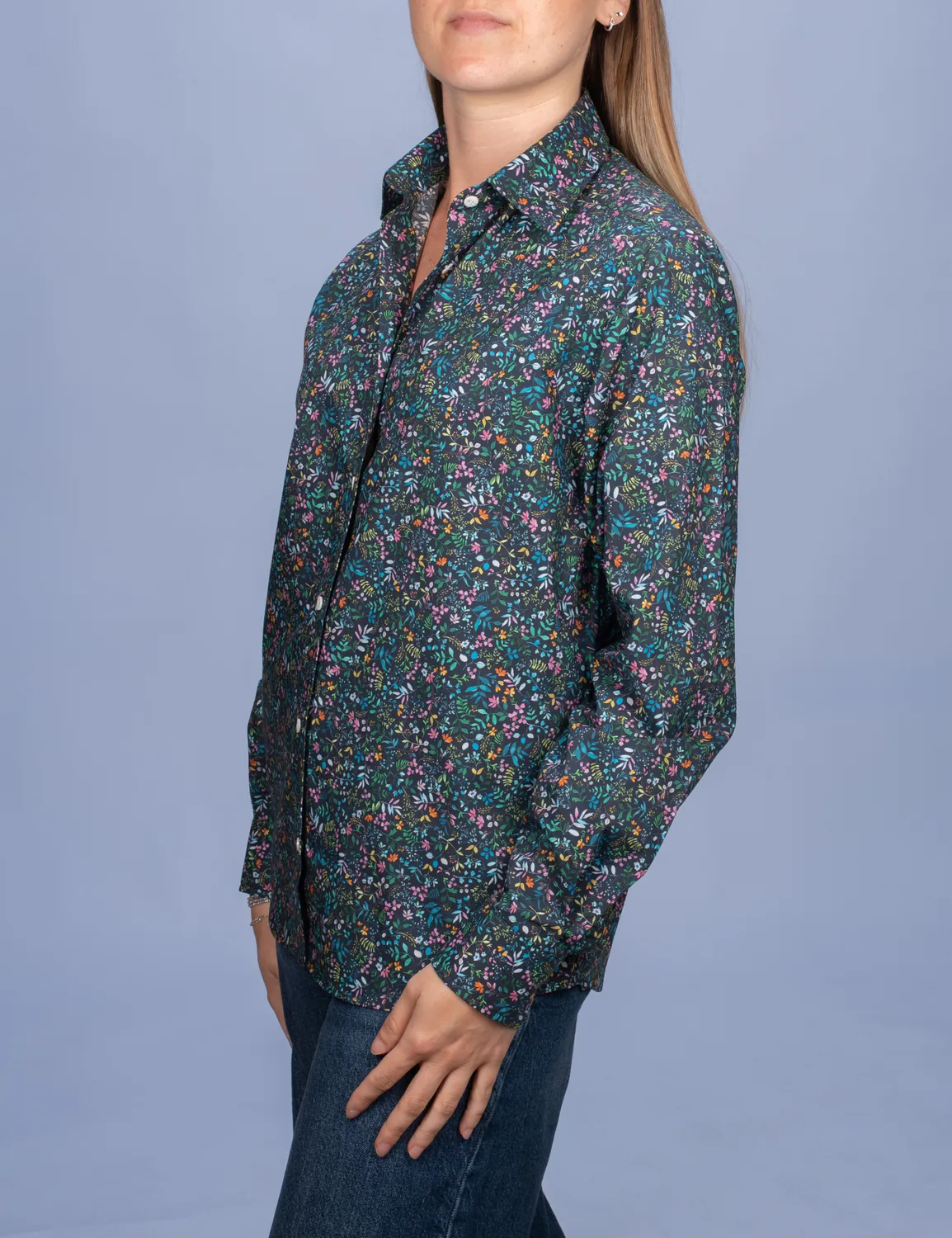 La Chemise Française Floraison chemisier femme fleurs bleues