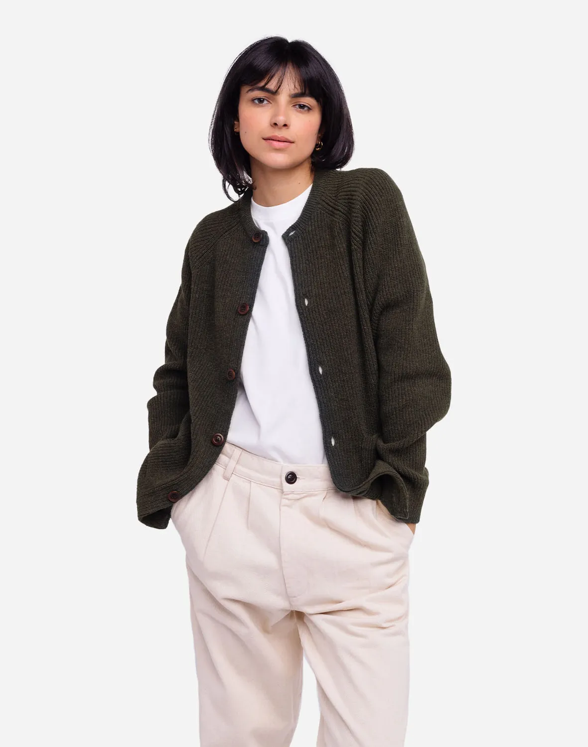 OLOW Tricot gilet vert foret fibres recyclees