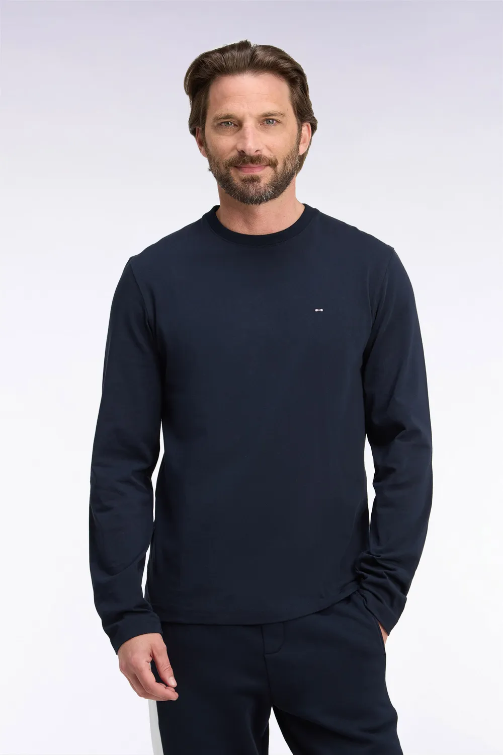 Eden Park t-shirt manches longues coton marine droit