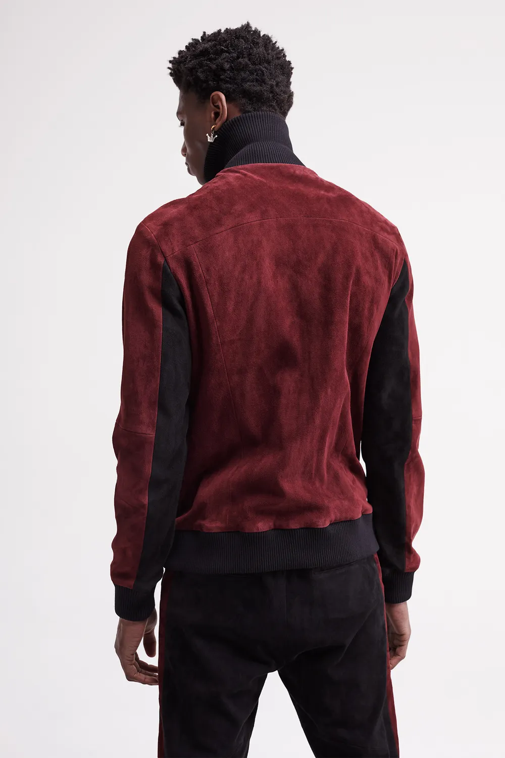 French Deal Old School veste cuir velours bordeaux
