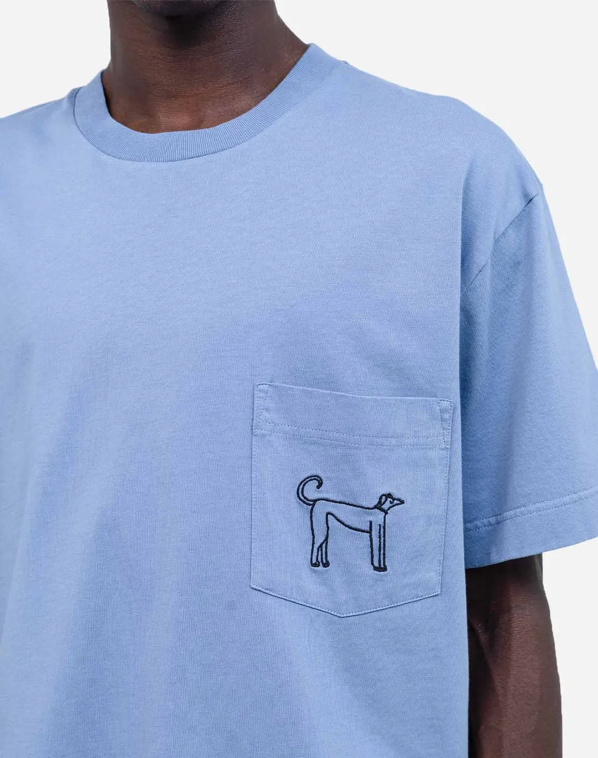 Olow People t-shirt ample bleu azure poche brodée