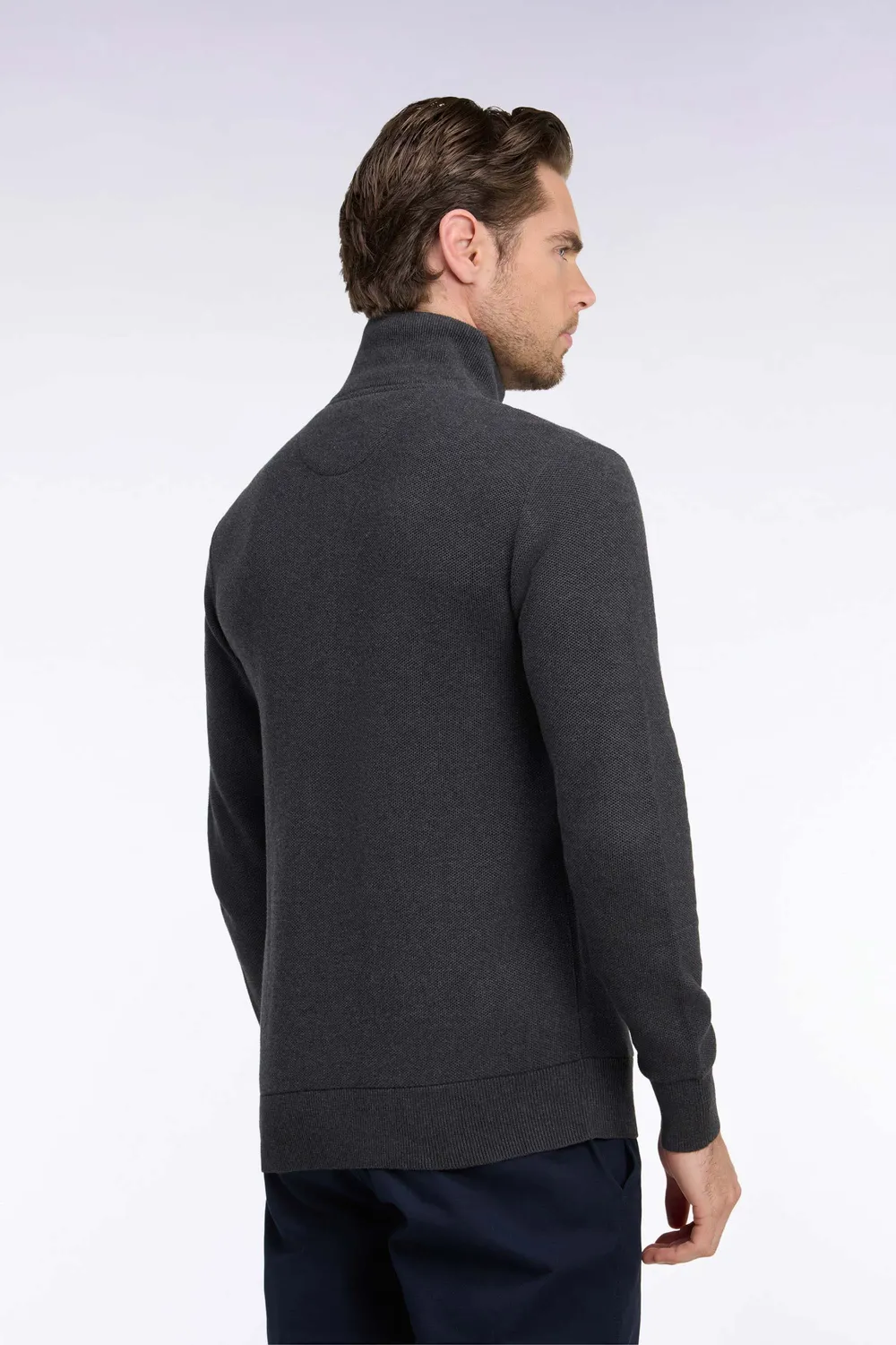 Eden Park H26MAICA0002 cardigan zippé coton gris anthracite