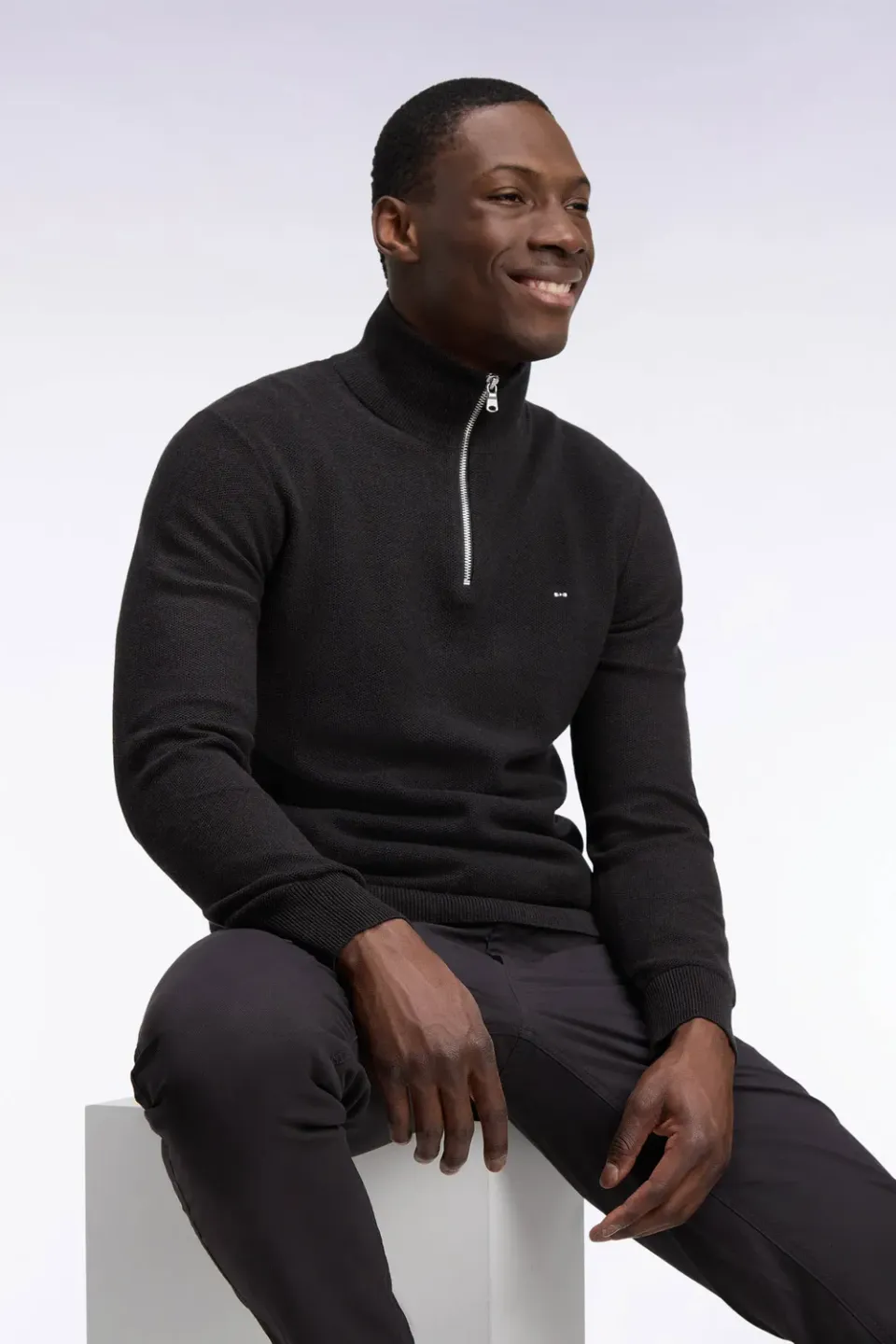 Eden Park pull camionneur marron coton nid d'abeille