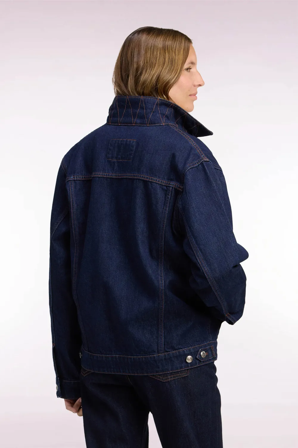 Eden Park blouson denim brut col velours femme