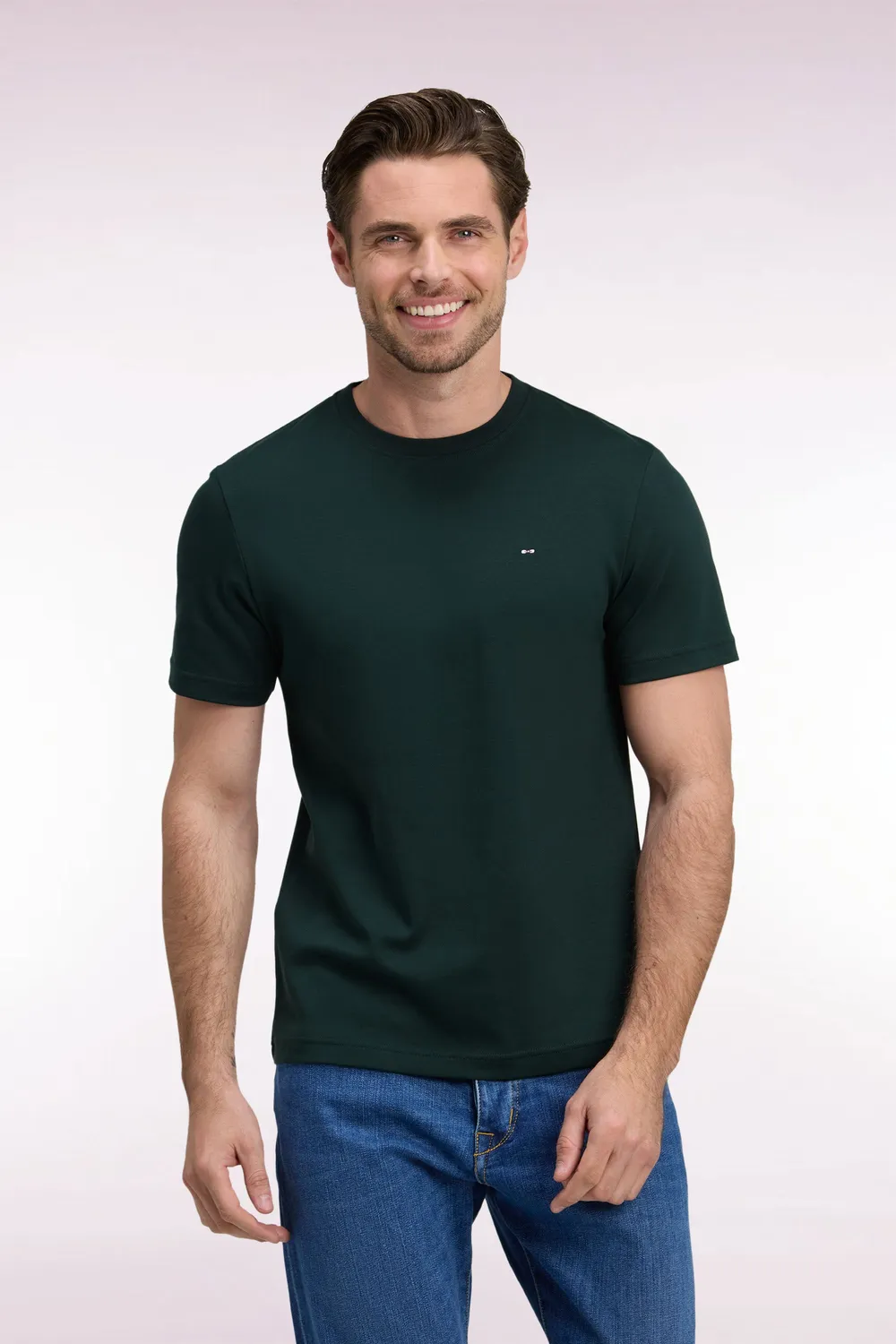 Eden Park T-shirt Coton Vert Foncé Coupe Droite