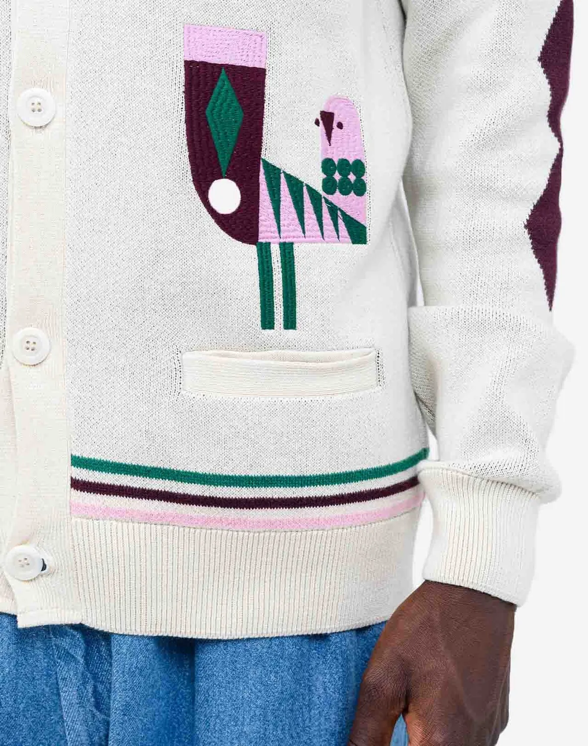Olow Paja gilet écru coton brodé