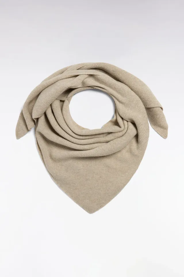 Eden Park écharpe triangle beige laine et cachemire