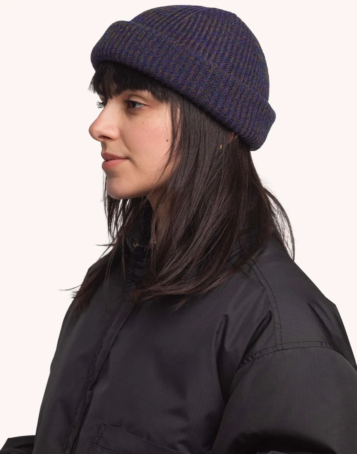 OLOW Falco bonnet laine mérinos bleu marine chiné