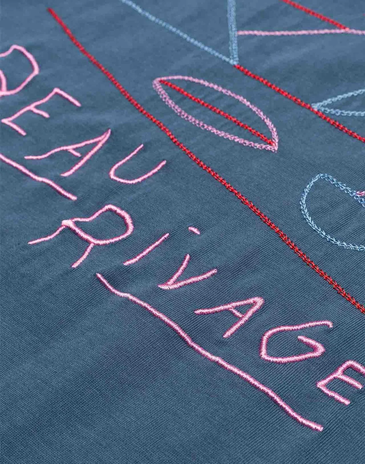 OLOW Rivage t-shirt ample bleu acier coton bio