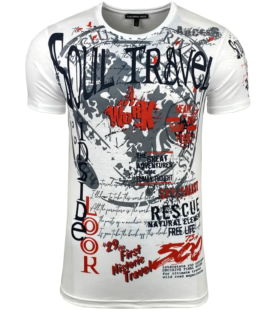 Subliminal Mode BX117 t-shirt homme manches courtes rouge vintage