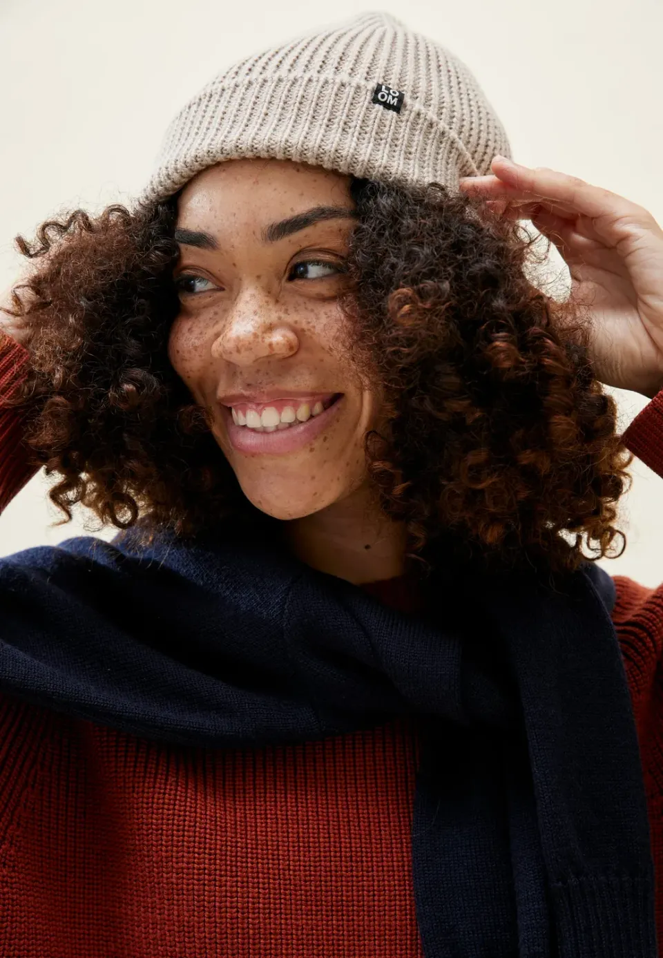 Loom bonnet laine mérinos beige clair