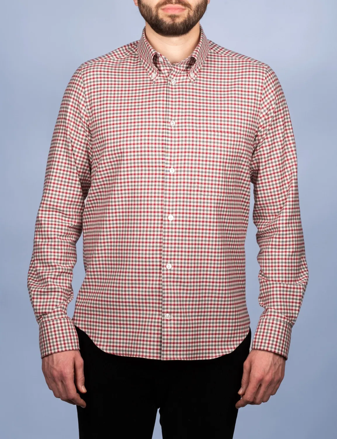 La Chemise Française Flanelle Carreaux chemise homme rouge gris
