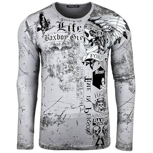 Subliminal Mode BX708 t-shirt homme manches longues tête de mort