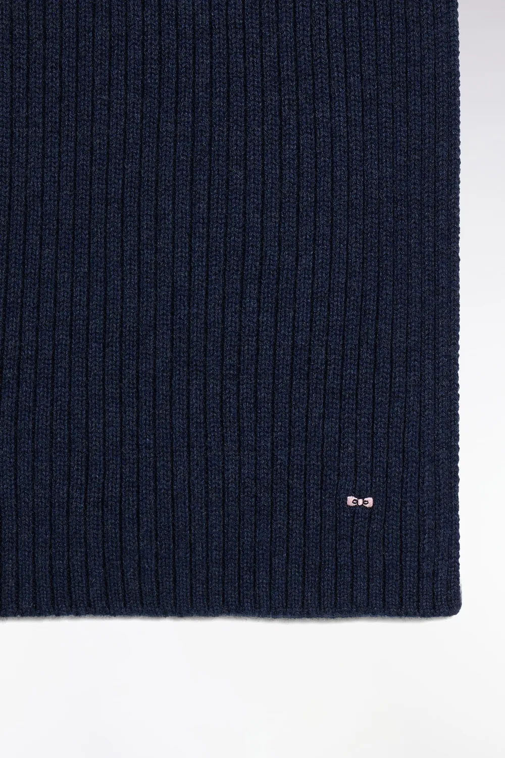 Eden Park écharpe bleue laine coton côtelée 175 cm