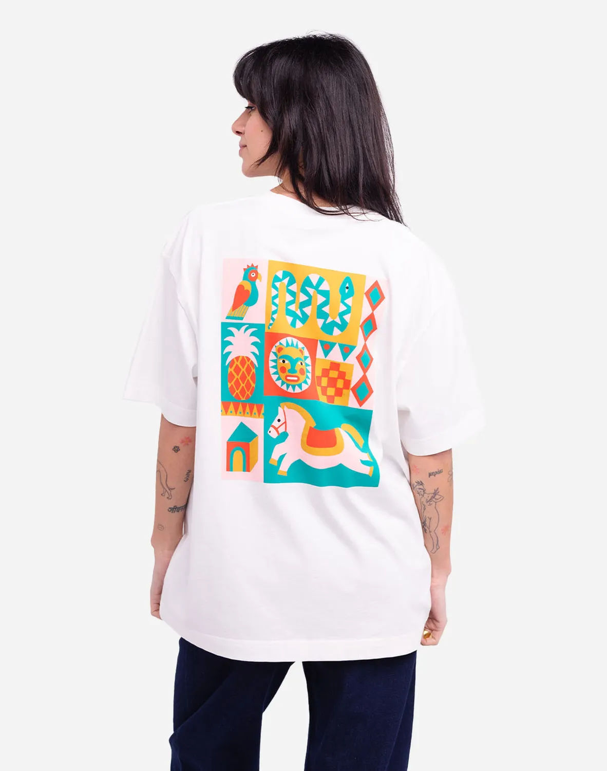 Olow Quetzal t-shirt loose écru coton vintage