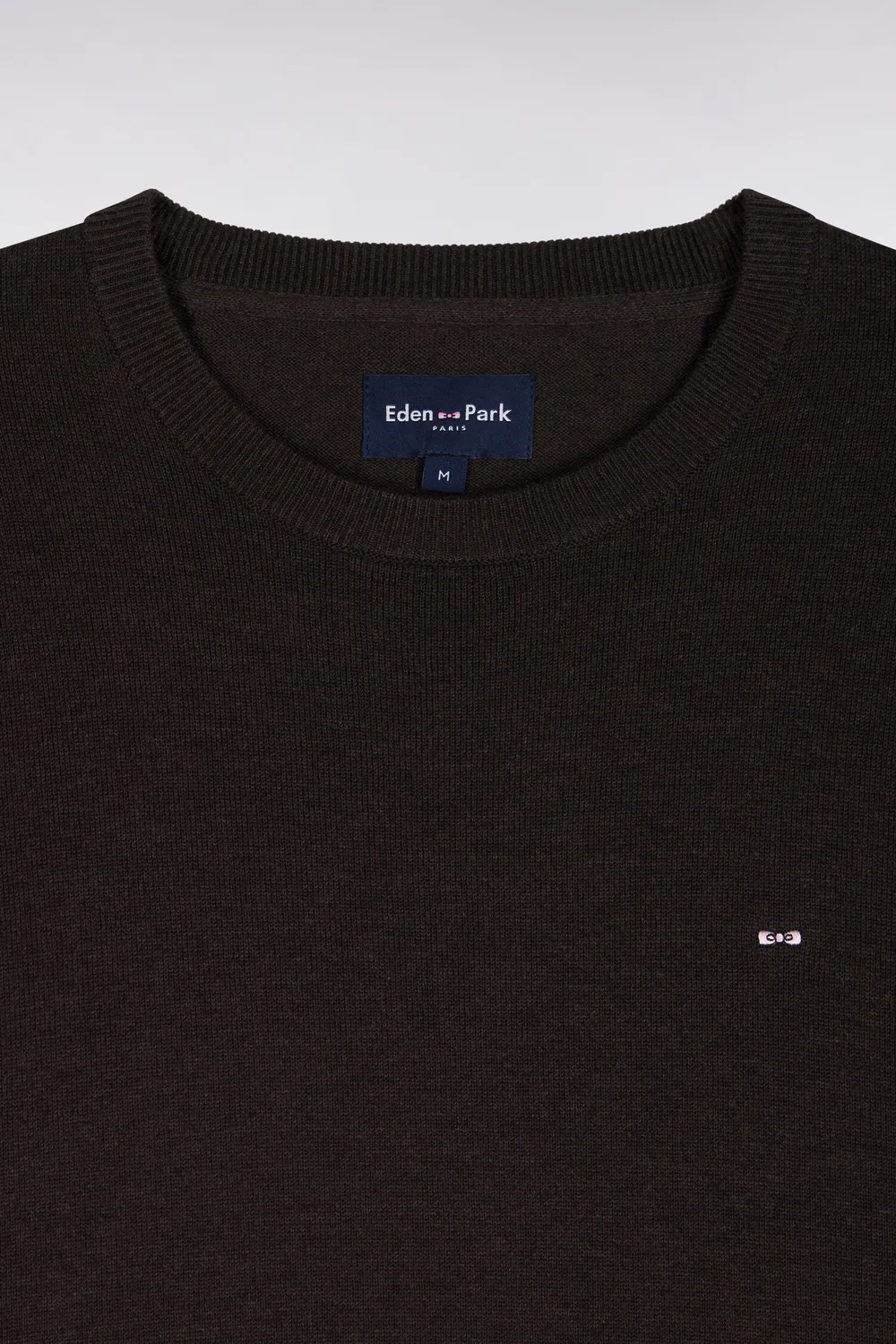 Eden Park pull col rond marron coton viscose homme