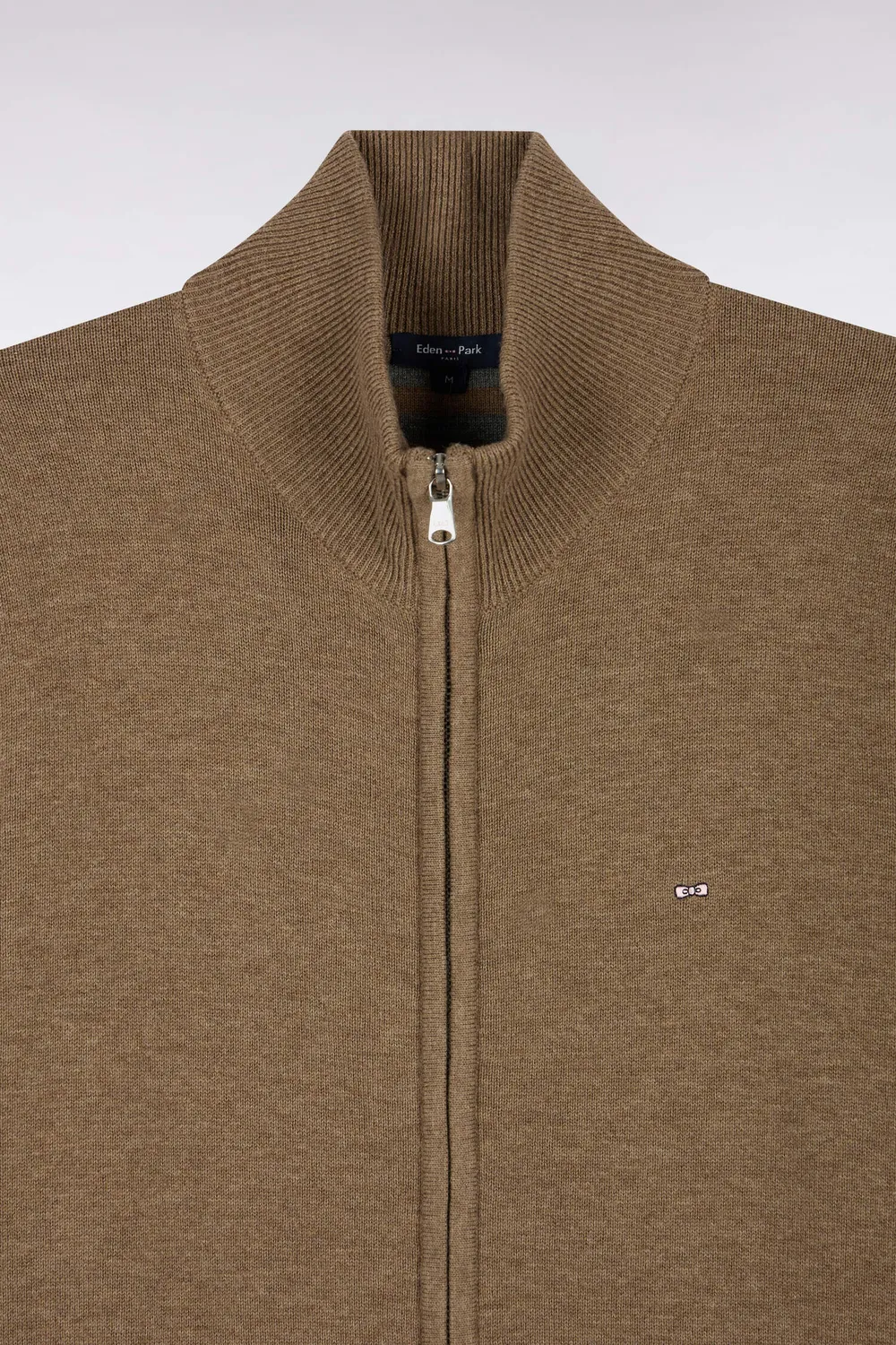 Eden Park cardigan zippé marron laine coton homme