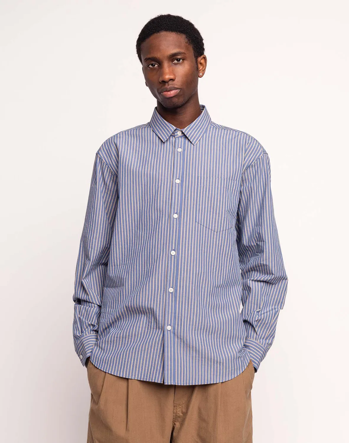 OLOW Nago Randal chemise bleu clair rayures