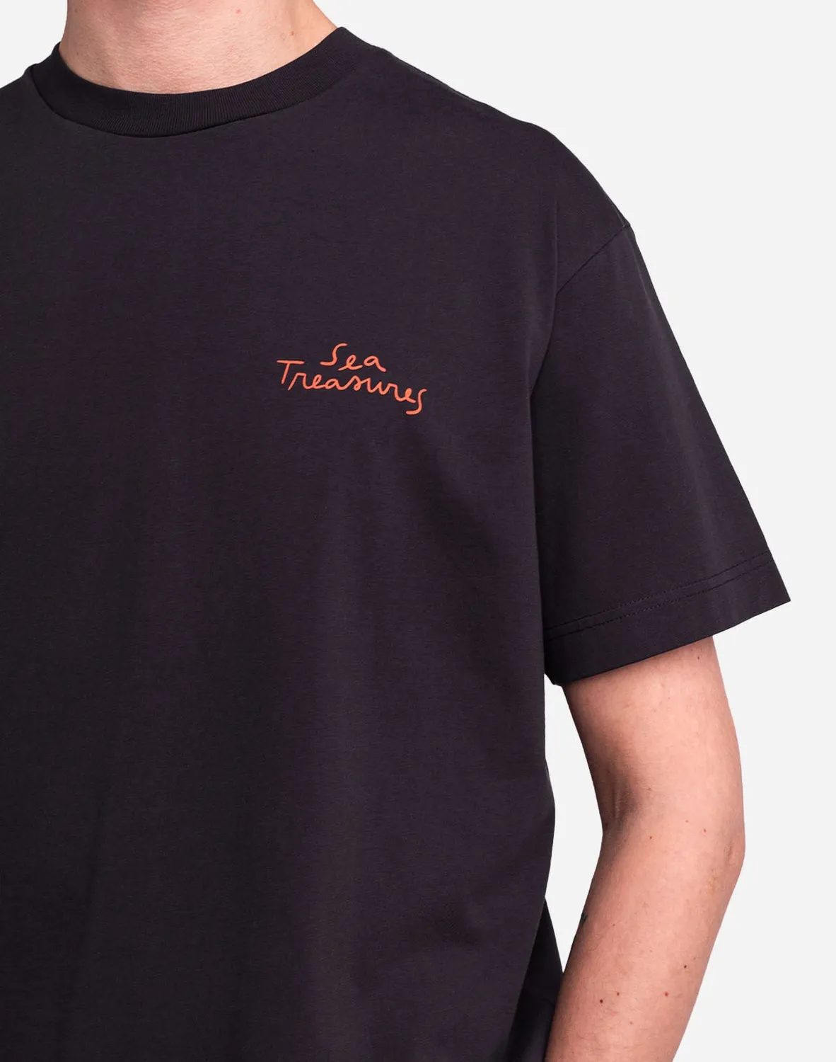 OLOW Sea Treasure t-shirt ample noir carbone coton bio