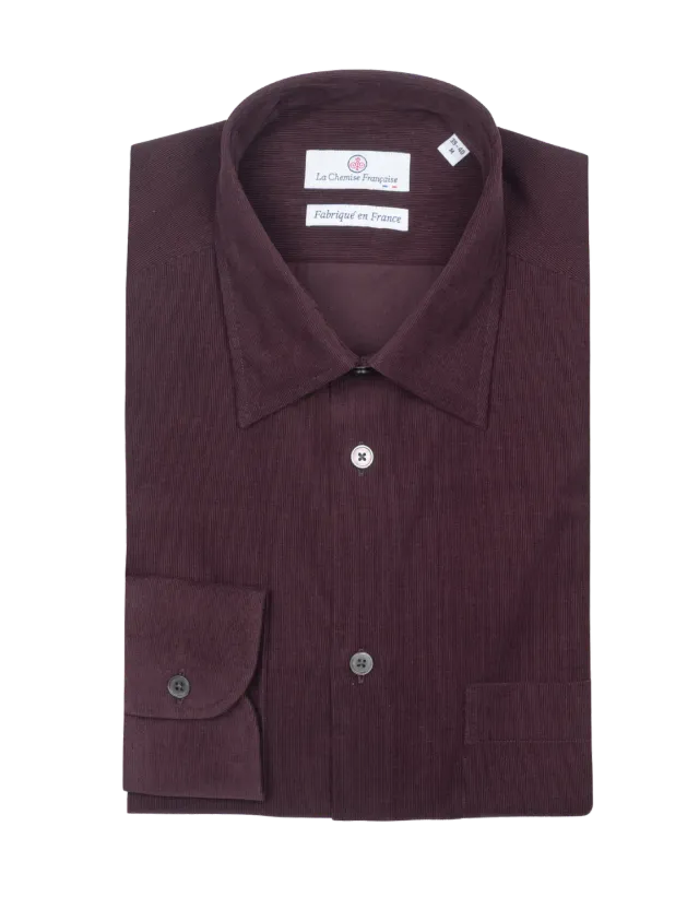 La Chemise Française Velours Milleraies chemise homme prune