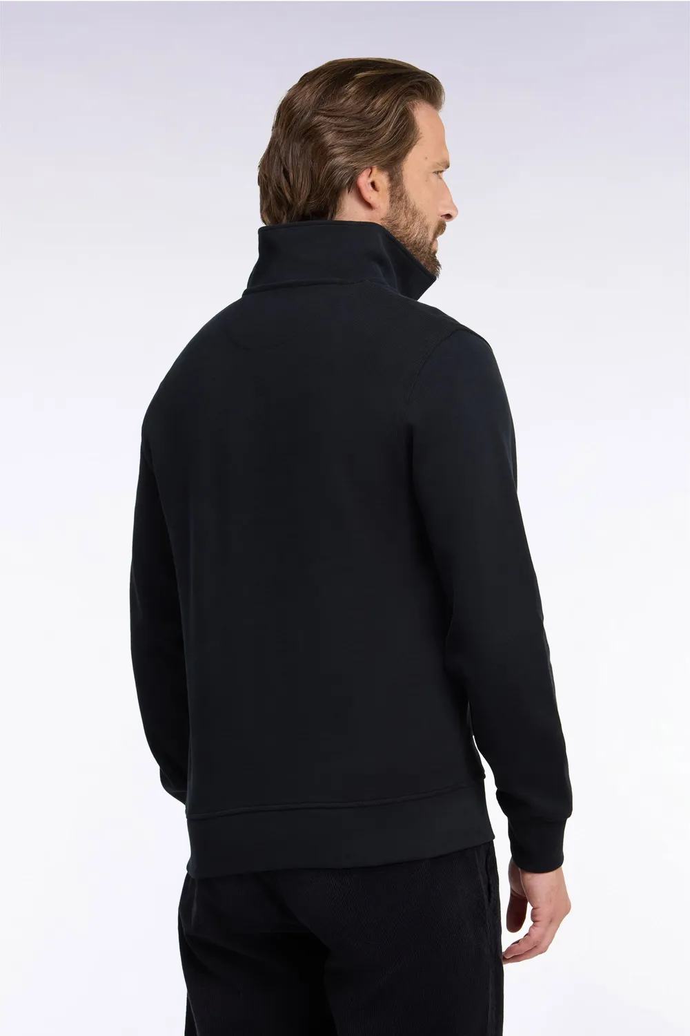 Eden Park sweat col polo coton noir coupe droite