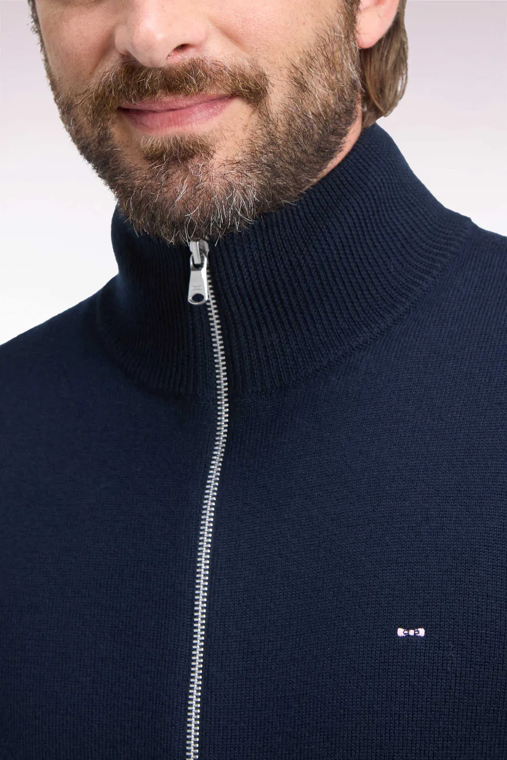 Eden Park cardigan zippé marine laine mérinos homme