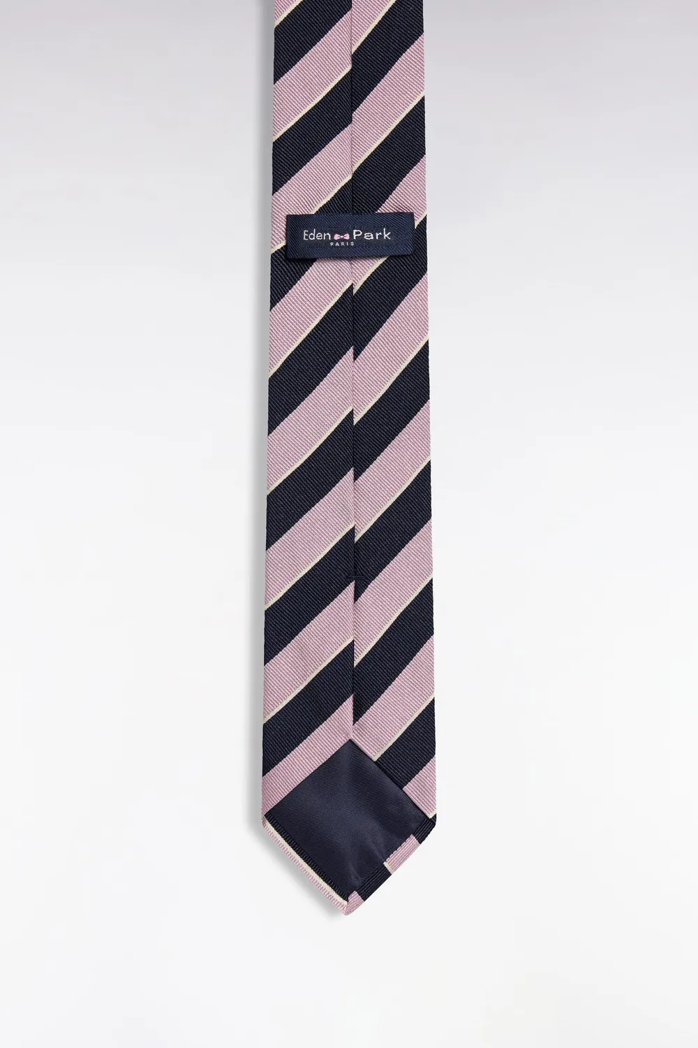 Eden Park Club Classique cravate soie rayée marine 7 cm