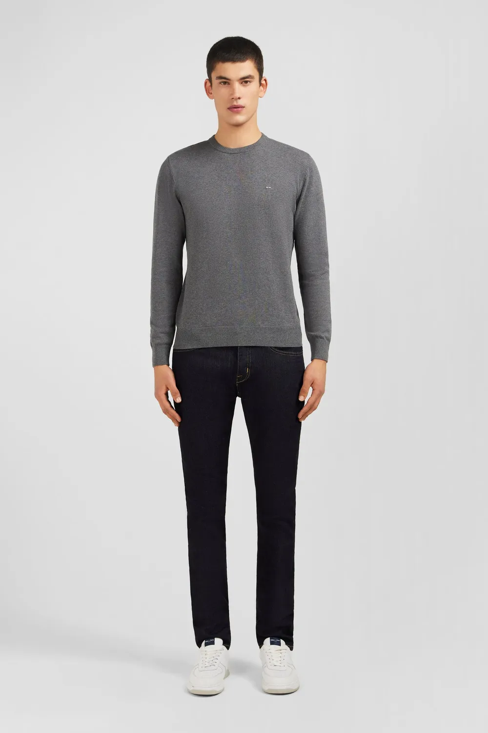 Eden Park pull gris col rond coton homme regular