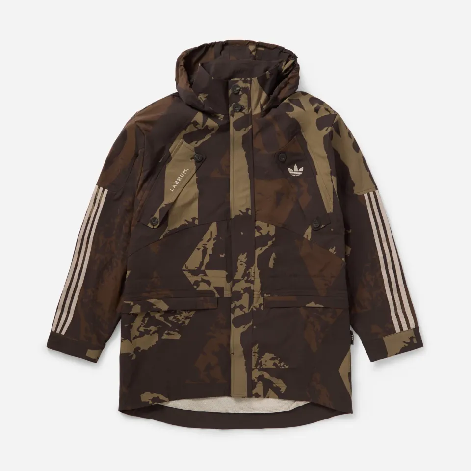 Labrum x adidas x END. parka Night Brown nylon oversize