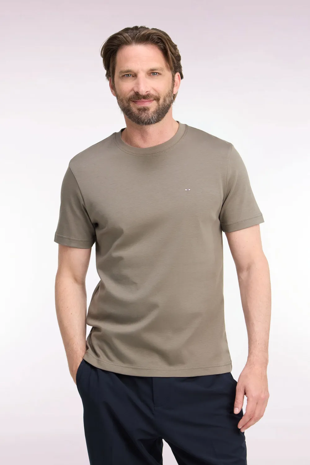 Eden Park t-shirt coton beige coupe droite col rond