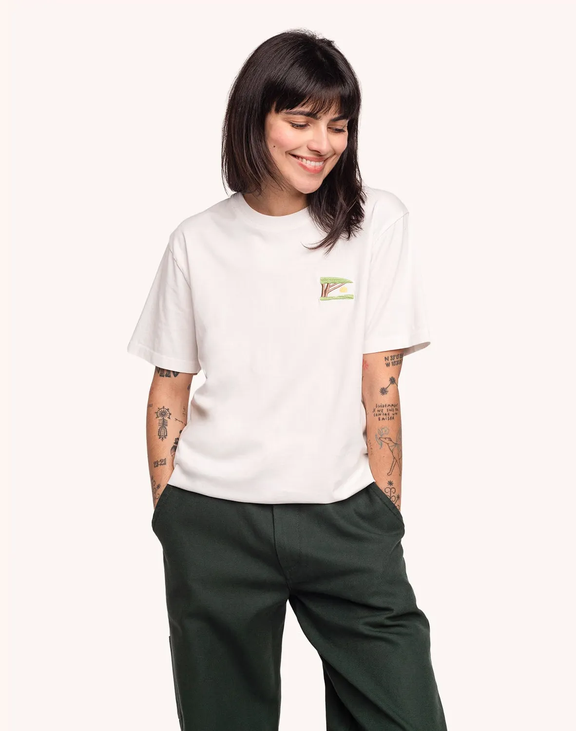Olow Sunset T-shirt écru brodé coton bio