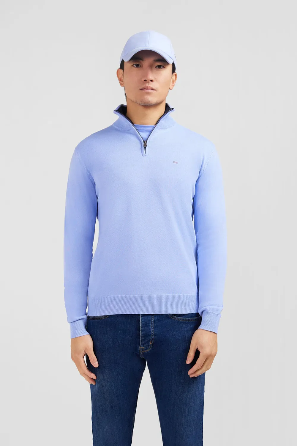 Eden Park pull col camionneur bleu coton homme