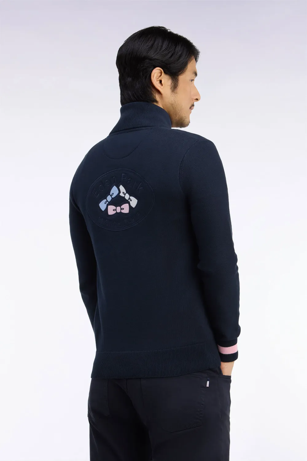 Eden Park cardigan homme coton marine zippé col camionneur
