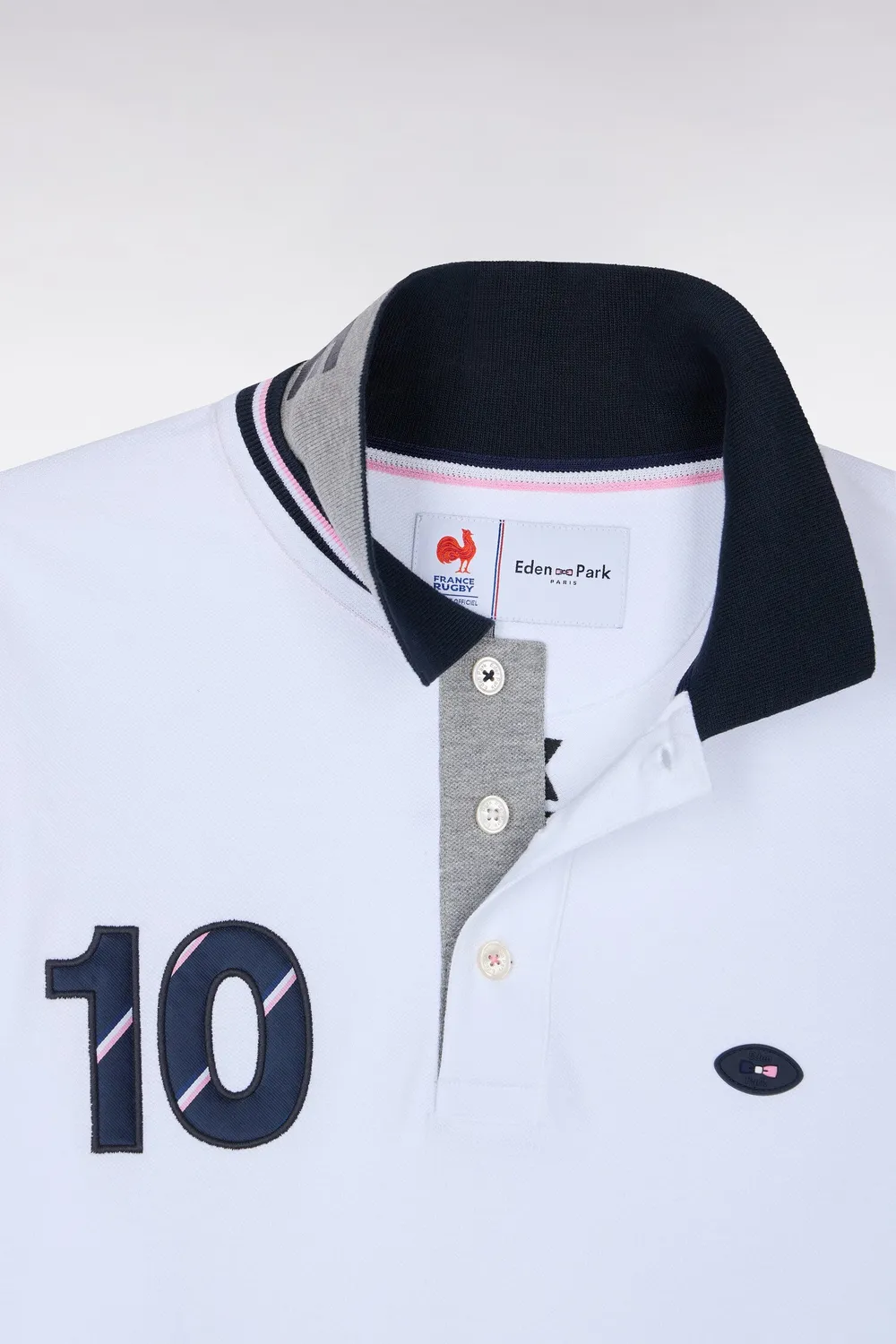 Eden Park XV France polo blanc manches longues coton